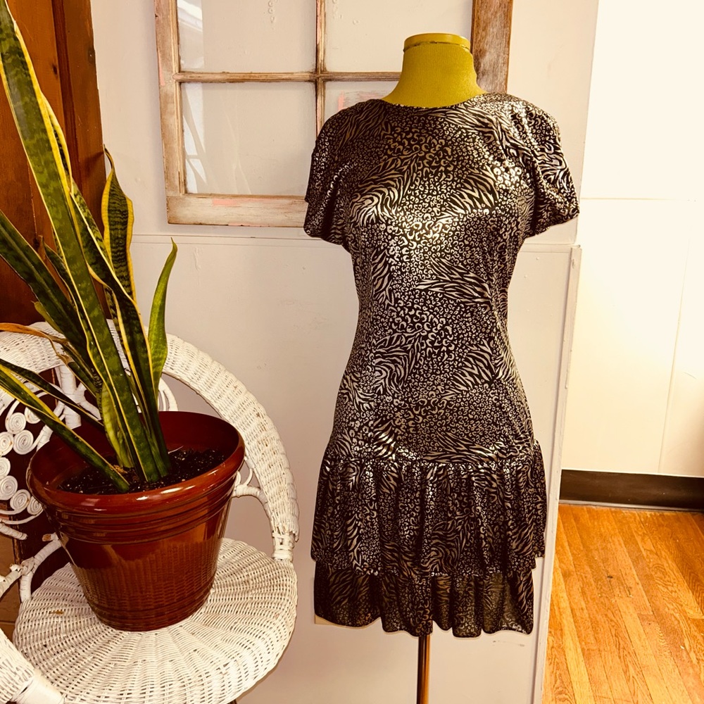 Vintage 1980s Silver And Black Kings Row Dress.